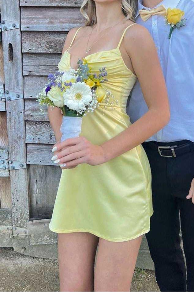 Corset Bodice Plunging Satin A-Line Mini Dress