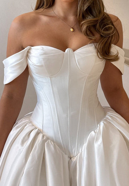 Corset Dropped-Waist Off-Shoulder Ball Gown