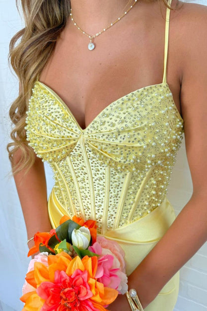 Corset Rhinestone Satin Bodycon Mini Dress