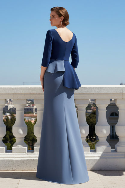 Asymmetric Peplum Floor-Length Gown