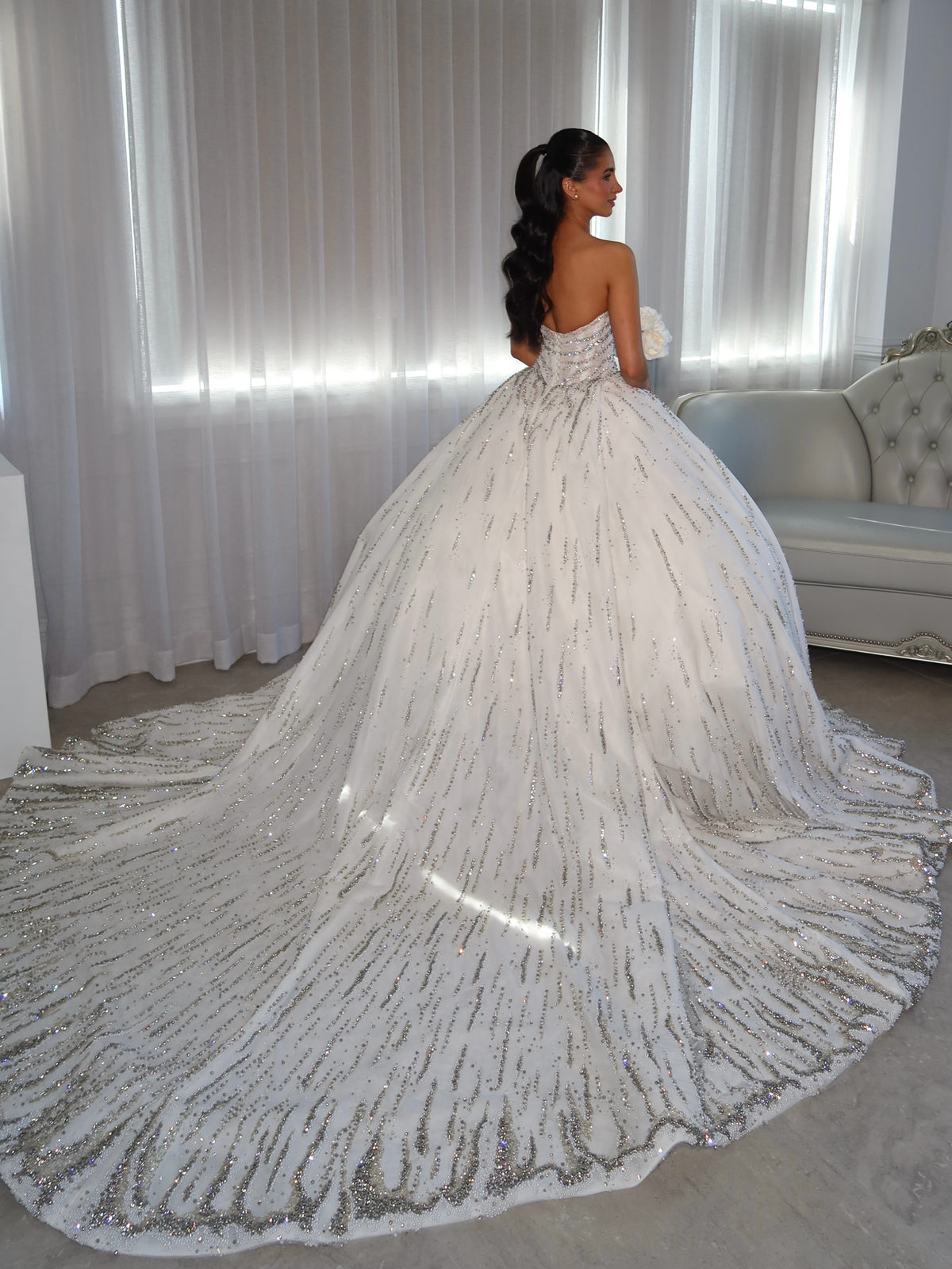 Strapless Beaded Ball Gown Wedding Dress