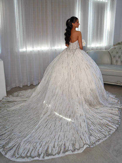 Strapless Beaded Ball Gown Wedding Dress