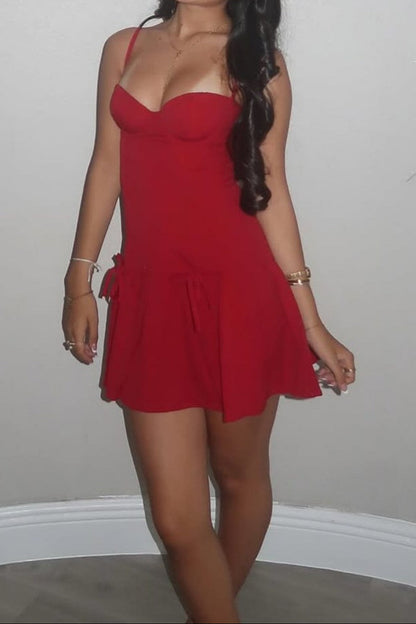 Sweetheart Fit and Flare Mini Dress with Bow Detail