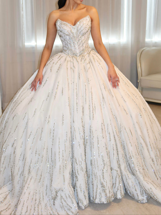 Strapless Beaded Ball Gown Wedding Dress