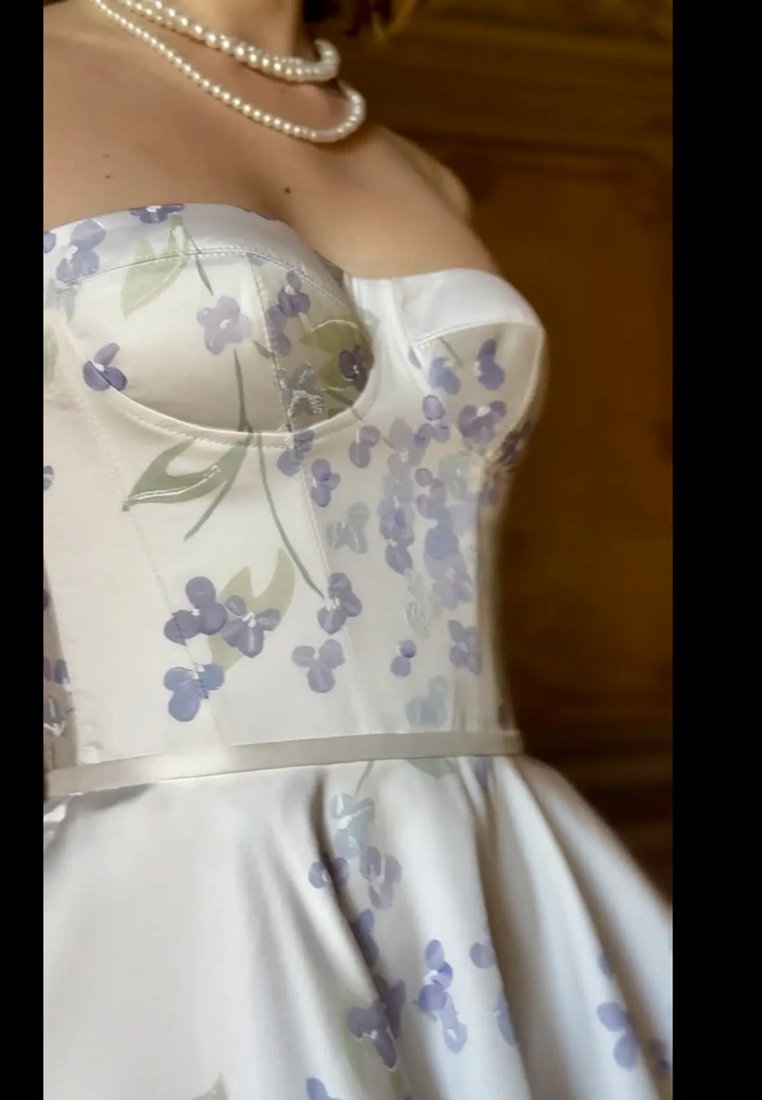 Floral Print Strapless Corset Ball Gown