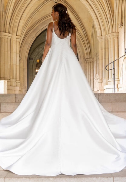 A-Line Satin Wedding Dress with High Slit