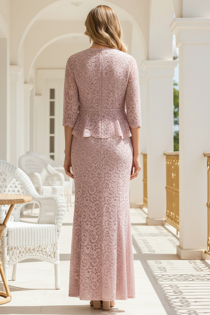 Elegant Lace Dress with Peplum Jacket