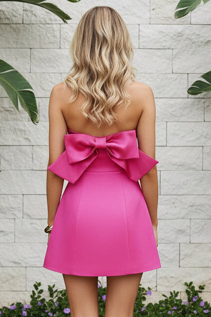Strapless Bow Back A-Line Mini Dress