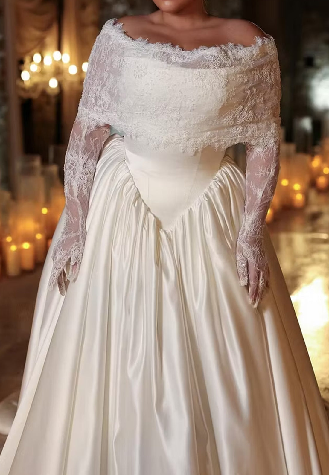 Lace Off-Shoulder Ball Gown Wedding Dress