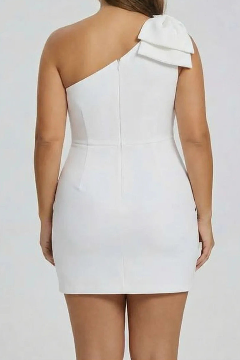 One Shoulder Bow Mini Dress