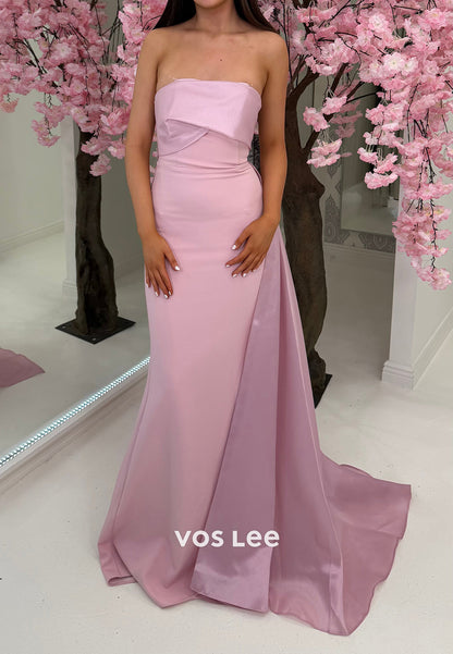 Strapless Evening Gown with Contrast Side Drape