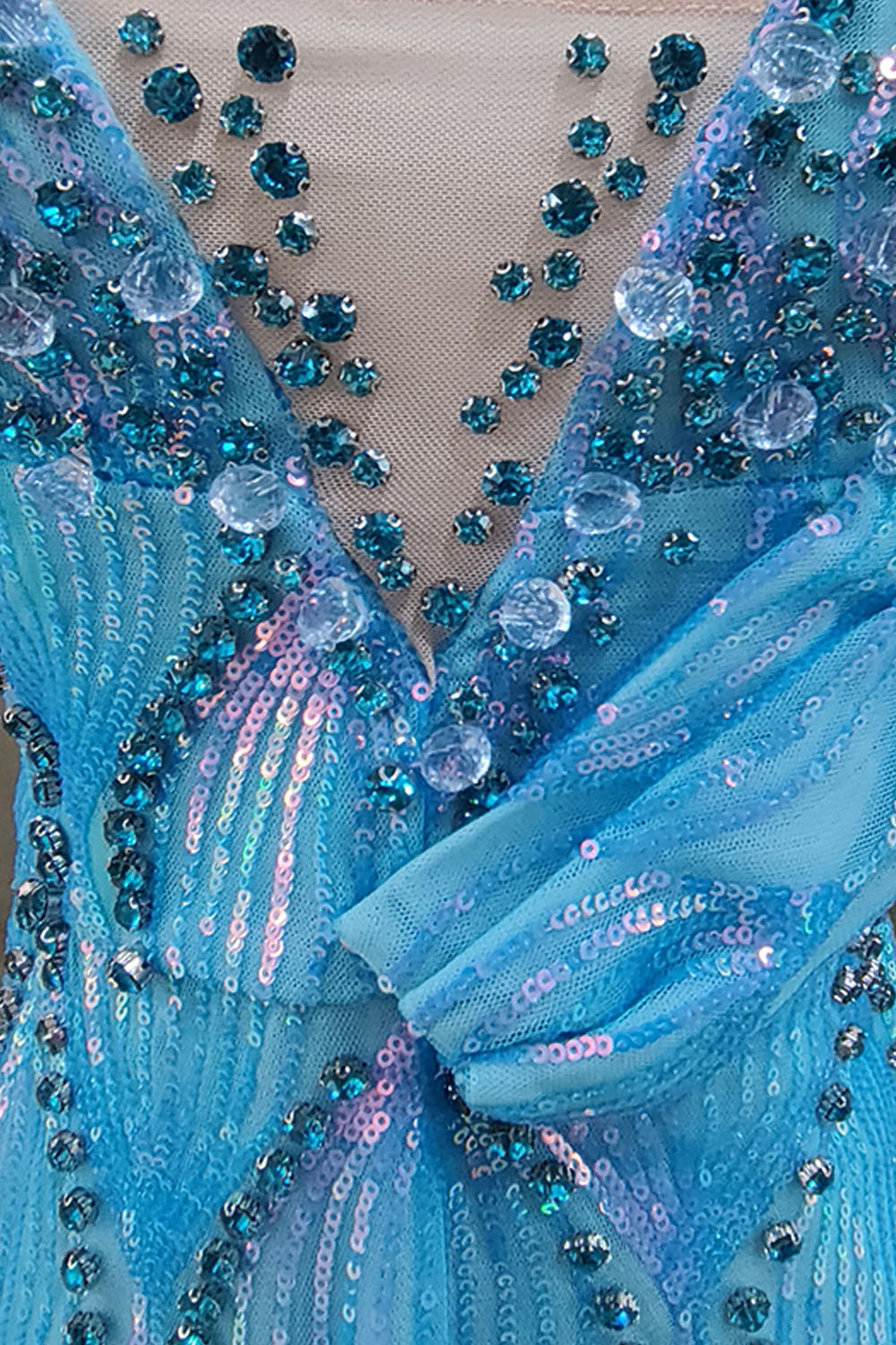 One-Shoulder Rhinestone Sequin Mini Dress