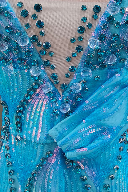 One-Shoulder Rhinestone Sequin Mini Dress