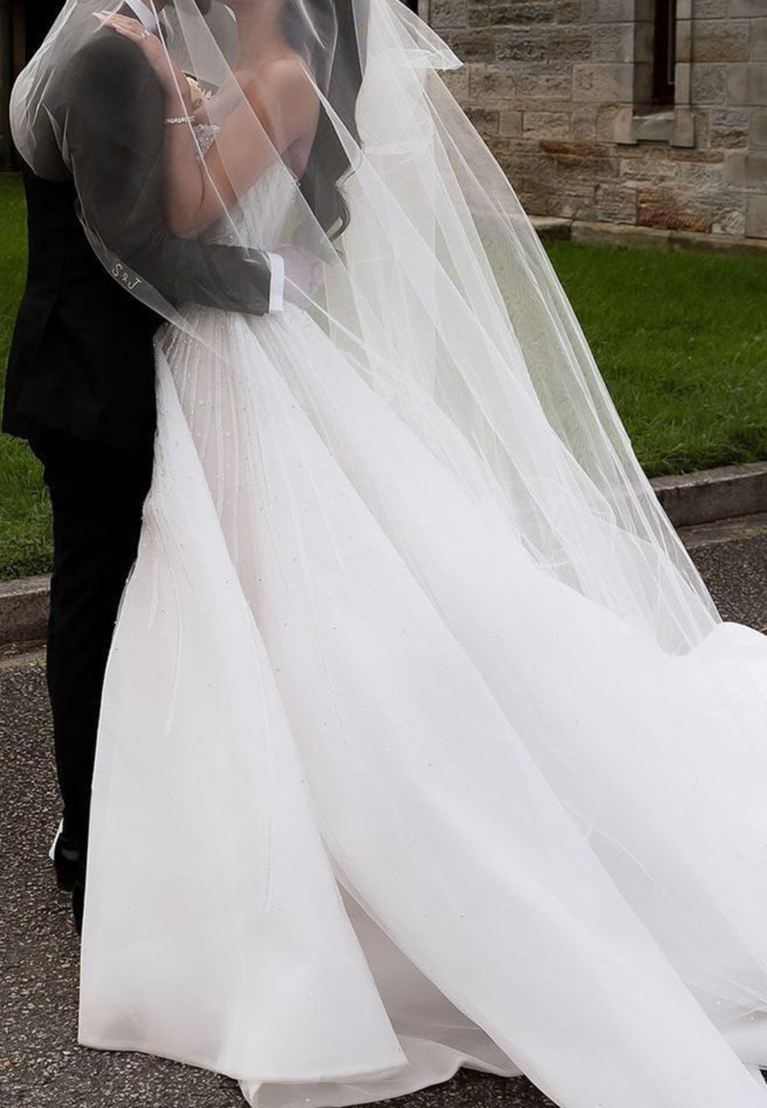 Strapless Beaded Corset Ball Gown Wedding Dress