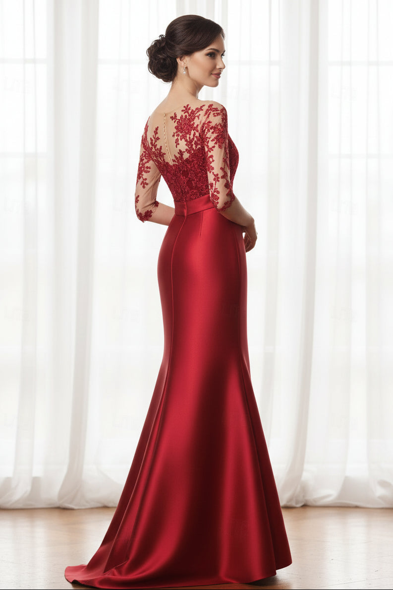 Illusion Lace Mermaid Evening Gown