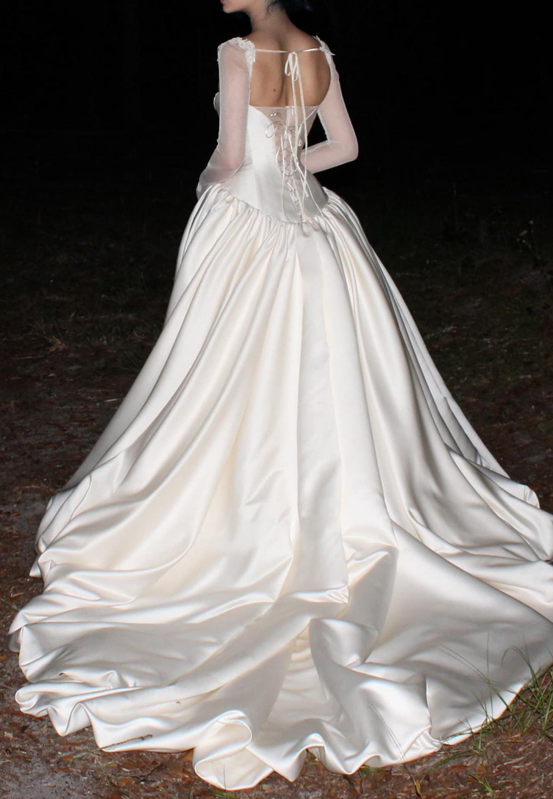 Corset Wedding Gown with Sheer Tulle Front