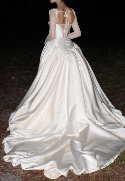 Corset Wedding Gown with Sheer Tulle Front