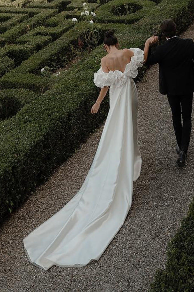 Floral Off-the-Shoulder Corset Wedding Dress