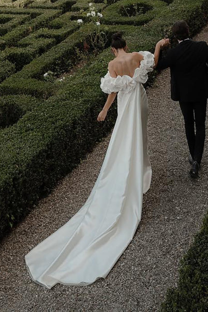 Floral Off-the-Shoulder Corset Wedding Dress