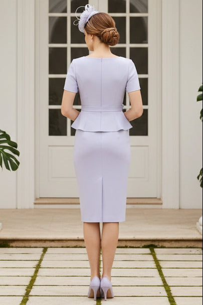 Elegant Peplum Sheath Dress with 3D Flower Detail