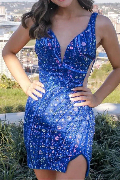 Sleeveless Sequin Bodycon Homecoming Dress