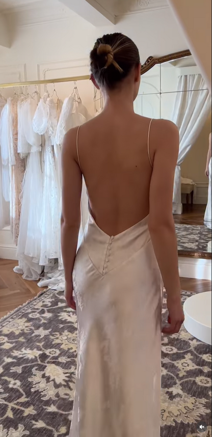 Minimalist Satin Slip Wedding Dress with Low Back