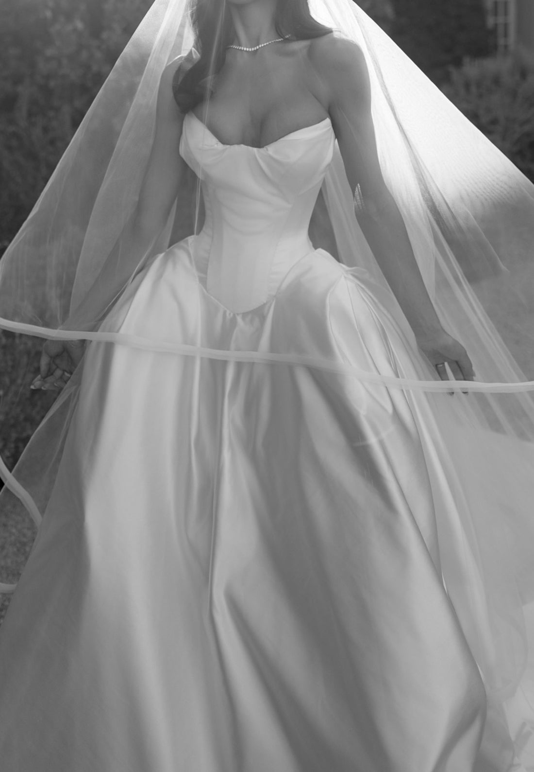 Strapless Corset Satin Ball Gown Wedding Dress