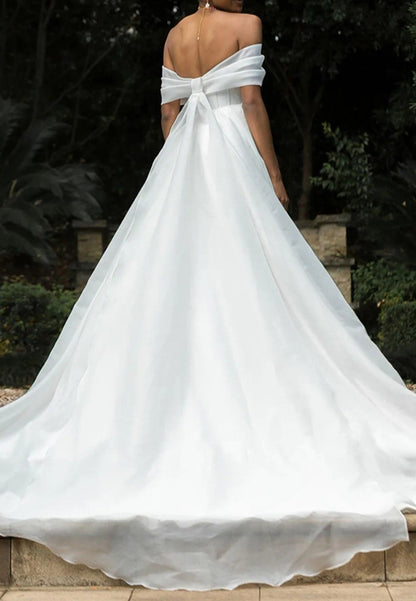 Off-the-Shoulder Corset Wedding Dress with Slit