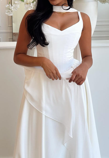 Corset Sweetheart A-Line Wedding Dress with Scarf