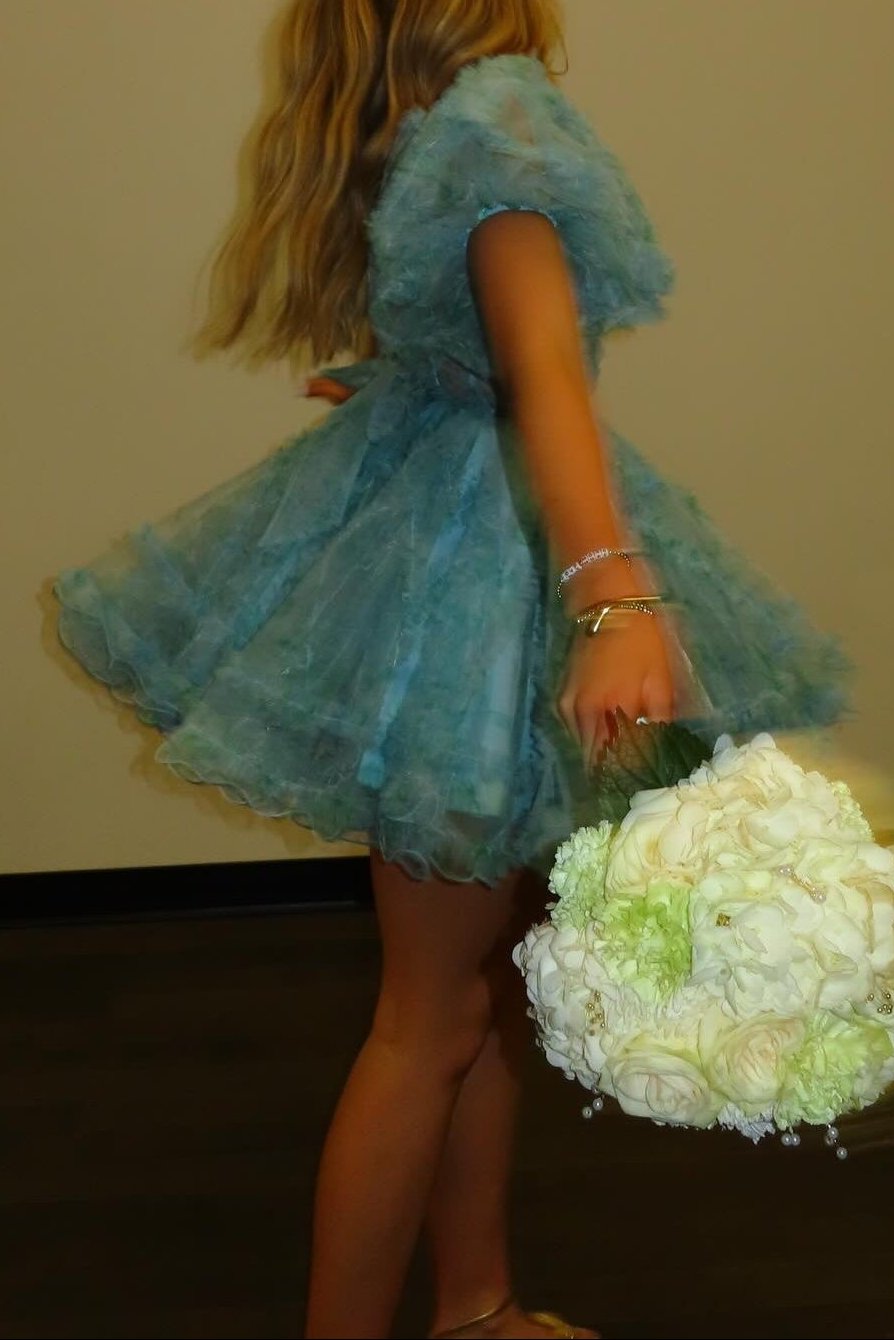 Corset Puff Sleeve Ruffled Mini Dress