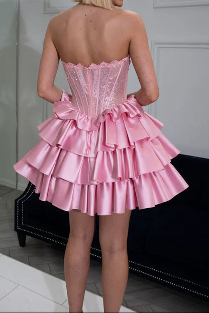 Corset Tiered Ruffle Mini Homecoming Dress