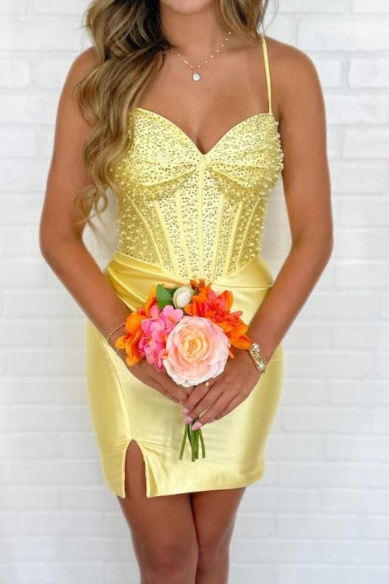 Corset Rhinestone Satin Bodycon Mini Dress