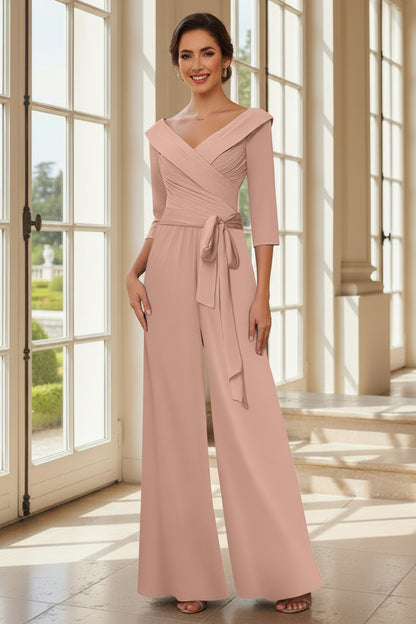 Elegant Off-the-Shoulder Wide-Leg Jumpsuit with Sash
