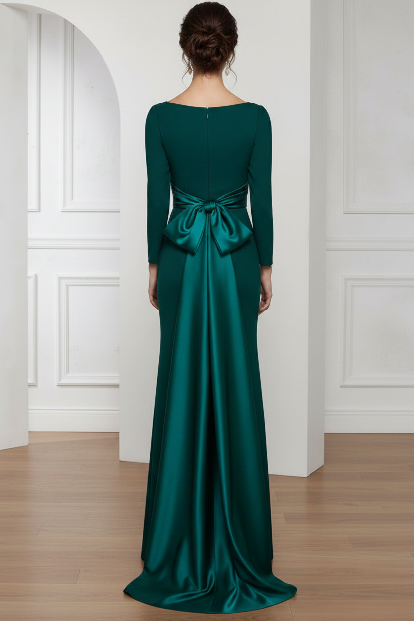 Draped Long Sleeve Formal Gown