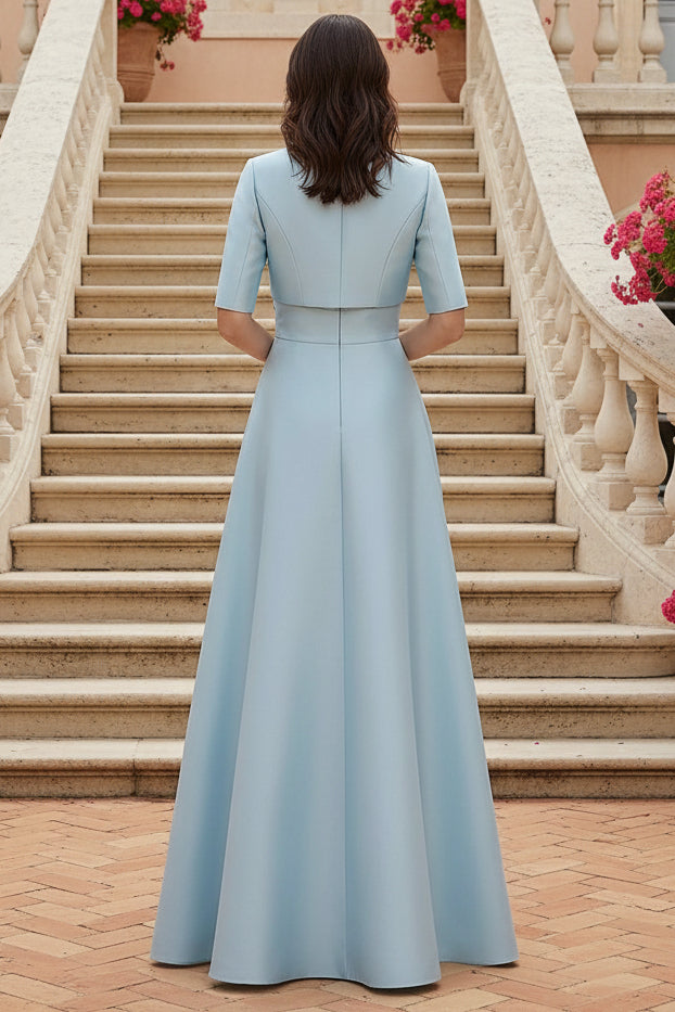 Elegant Embroidered Gown with Matching Bolero Jacket