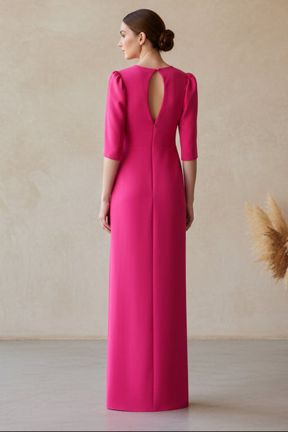 Ruched V-Neck Column Evening Gown
