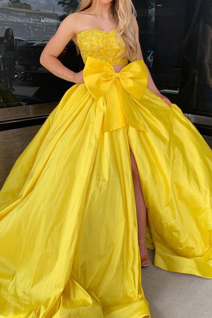 Strapless Two-Piece Ball Gown with Bow Detail