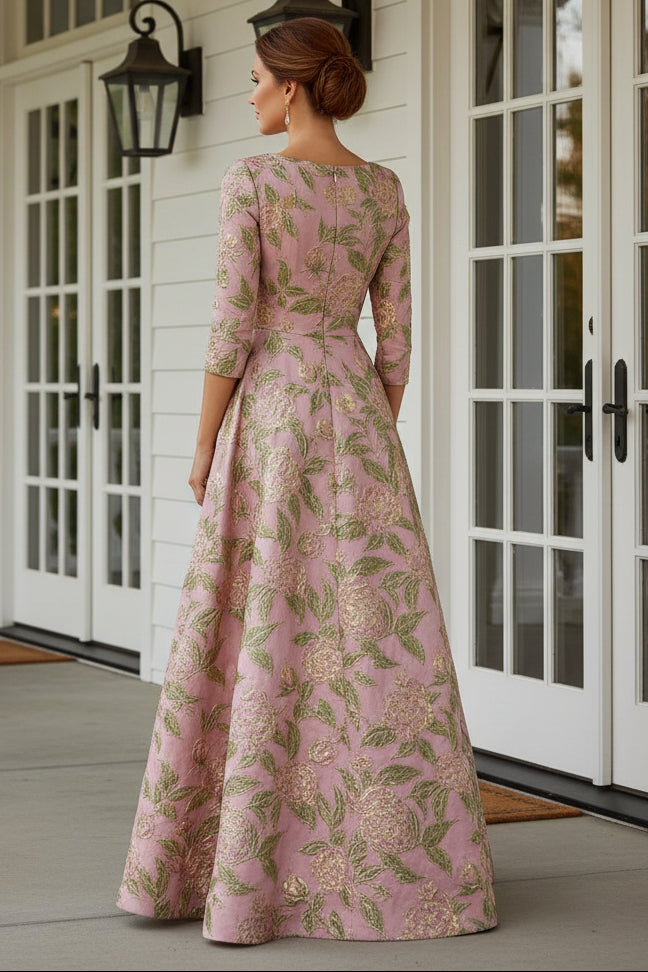 Asymmetrical Jacquard A-Line Evening Dress