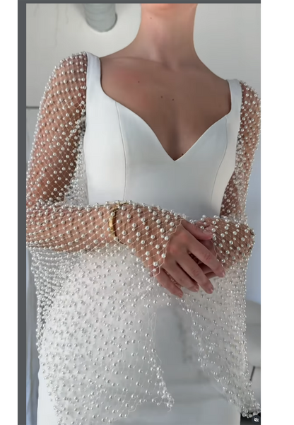 Pearl Sleeve Corset Mermaid Wedding Dress