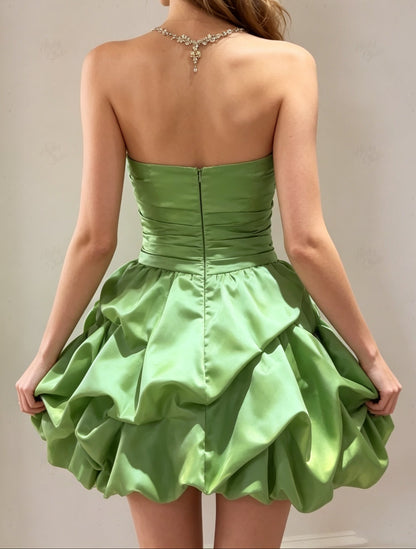 Strapless Bubble Skirt Mini Dress with Sweetheart Neckline