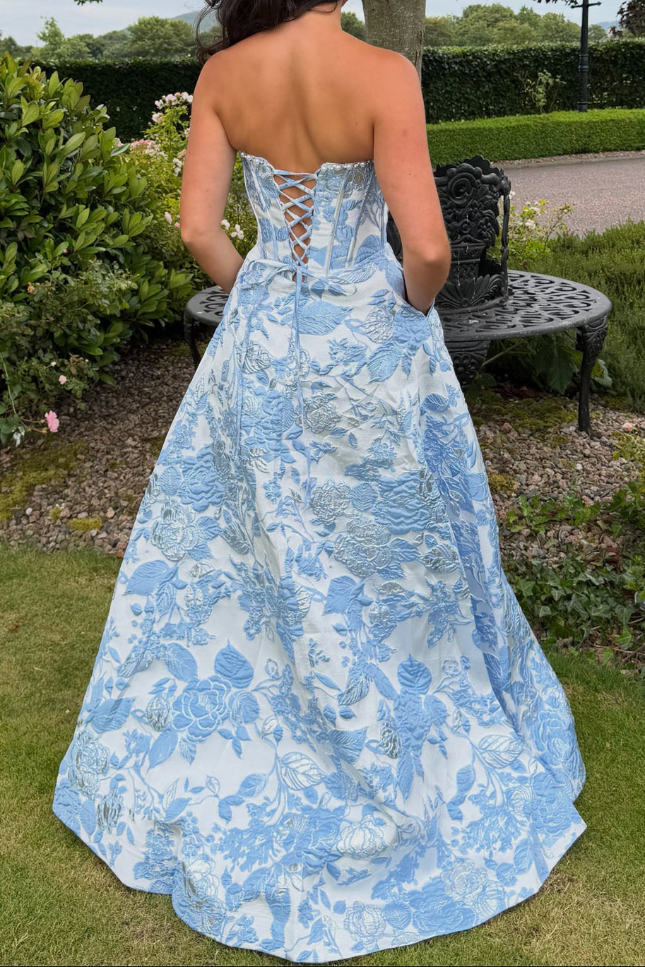 Brocade Corset Ball Gown with Pockets
