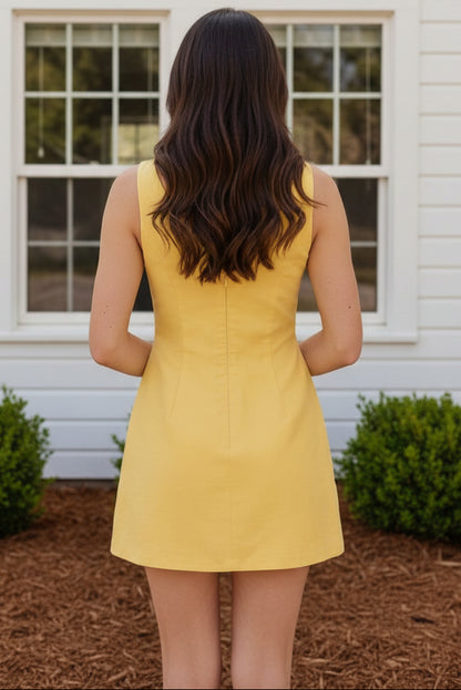 3D Floral Applique Mini Dress with V-Back
