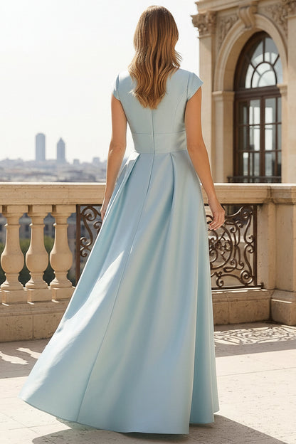 Elegant High Neck A-Line Satin Evening Gown