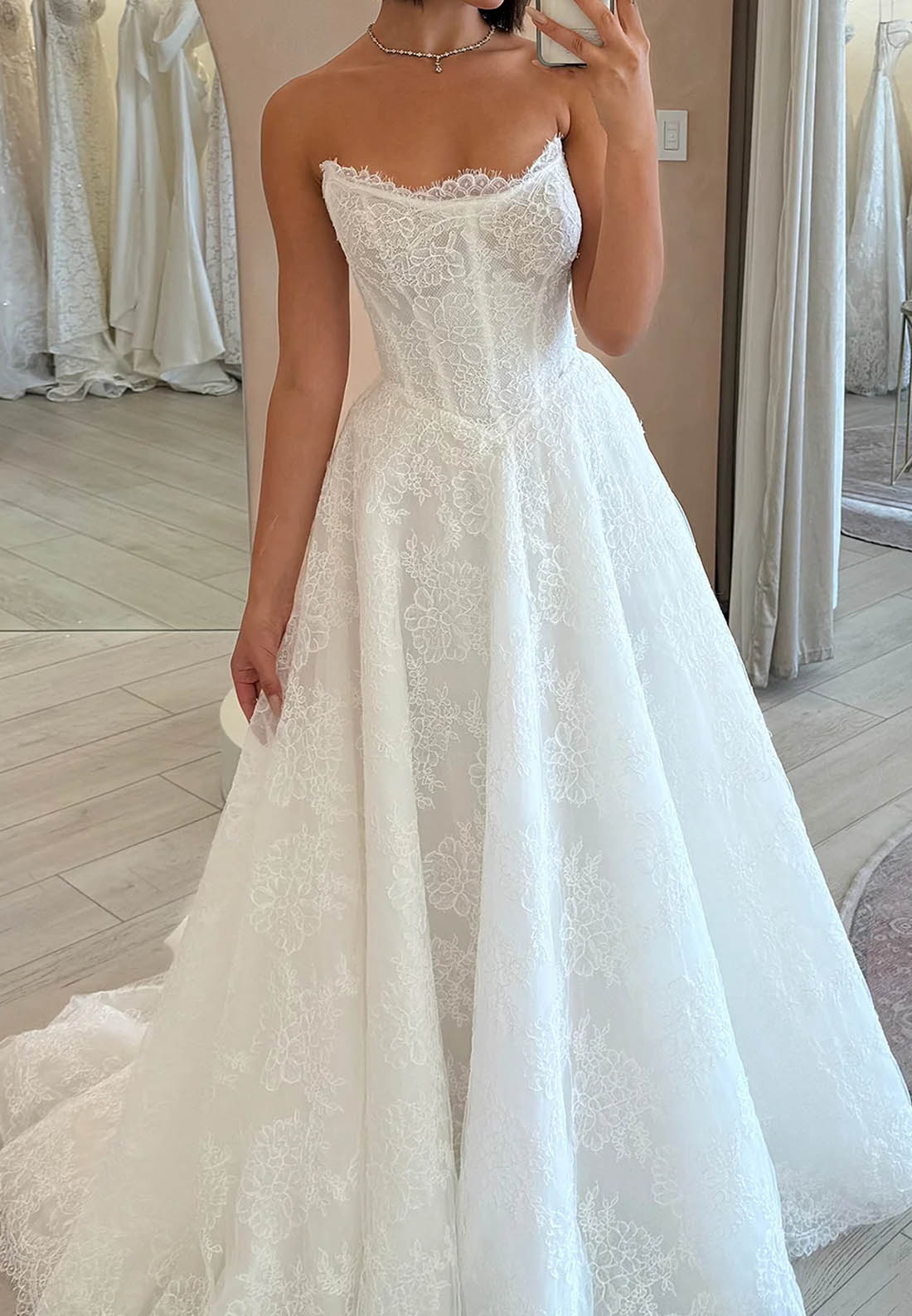 Strapless Corset Lace A-Line Wedding Dress