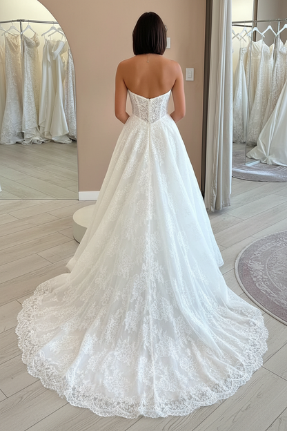 Strapless Corset Lace A-Line Wedding Dress