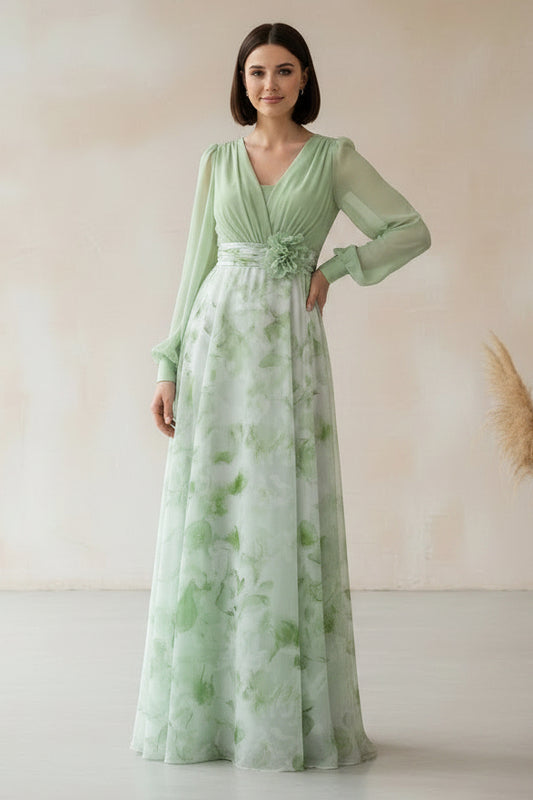 Floral Chiffon A-Line Formal Dress