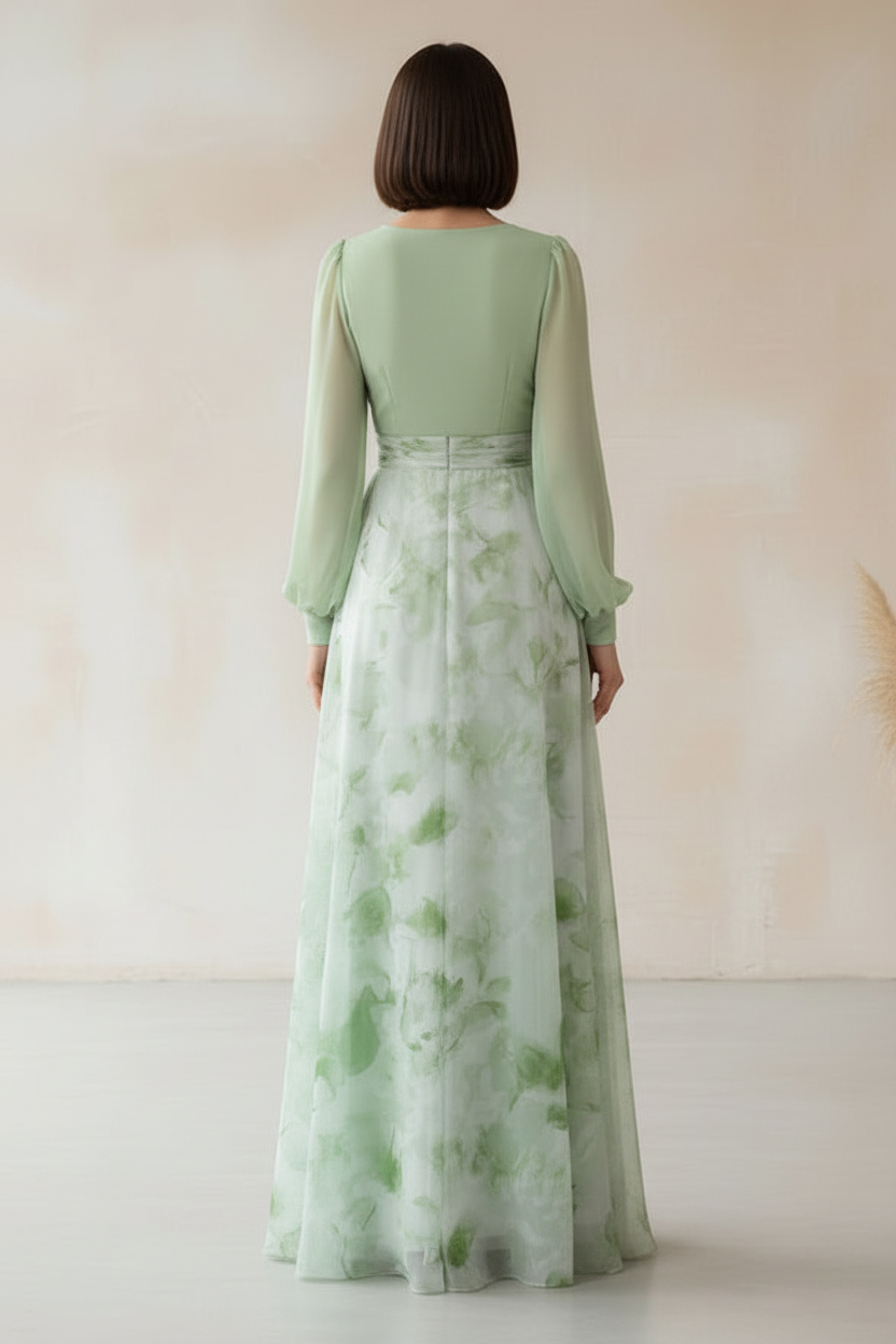 Floral Chiffon A-Line Formal Dress