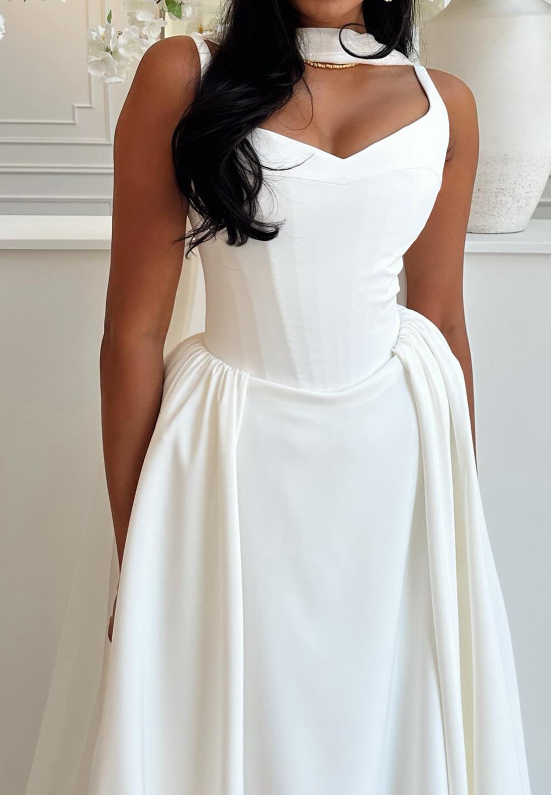 Corset Sweetheart A-Line Wedding Dress with Scarf