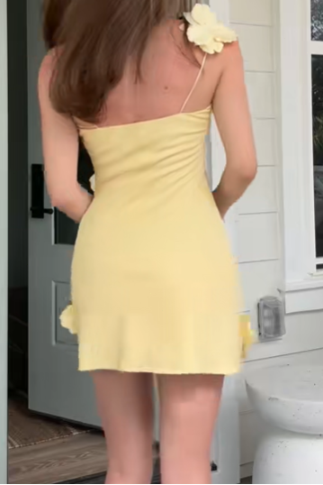 Mini Bodycon Dress with Cascading 3D Flower Appliqués
