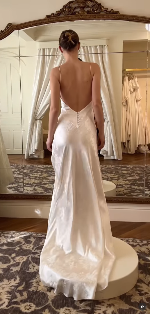 Minimalist Satin Slip Wedding Dress with Low Back
